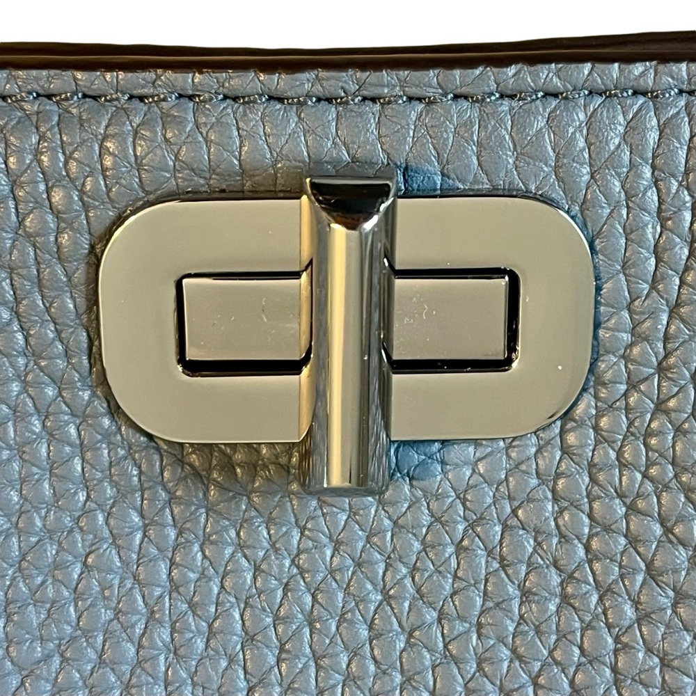 Michael Kors Sullivan Pebbled Leather Crossbody Messenger Bag Slate Blue 11" W - Picture 10 of 13